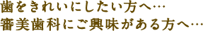 歯をきれいにしたい方へ…審美歯科にご興味がある方へ…