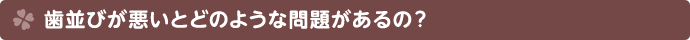 歯並びが悪いとどのような問題があるの？